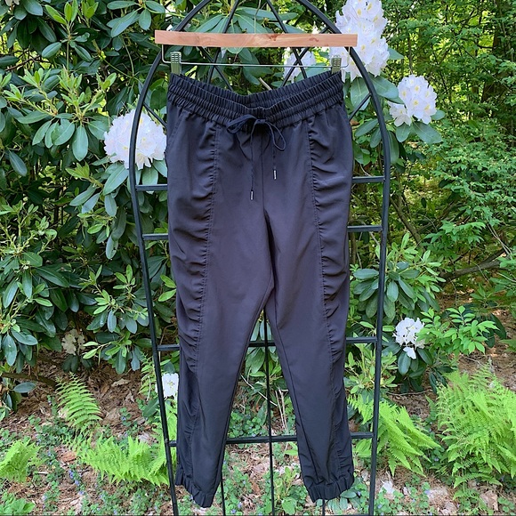Garnet Hill Black Ruched Recycled Jogger Pant - Picture 3 of 9